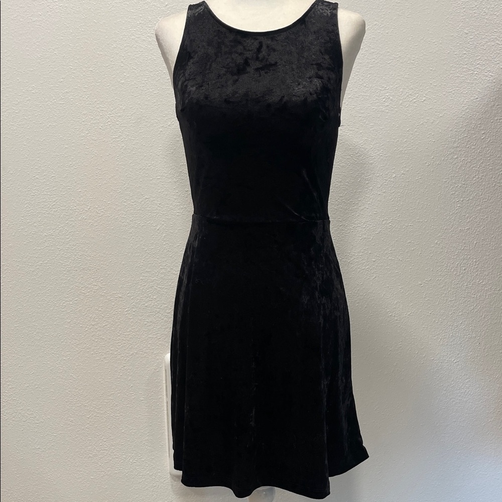 Divided Black Velvet Mini Dress